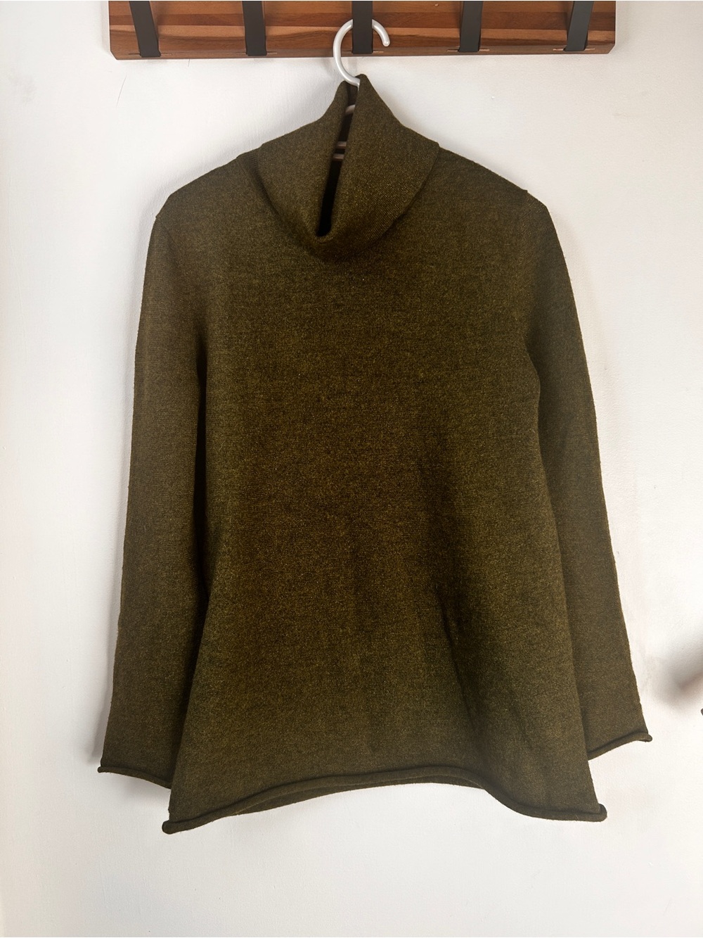 Olive Green Sparkly Turtleneck Sweater